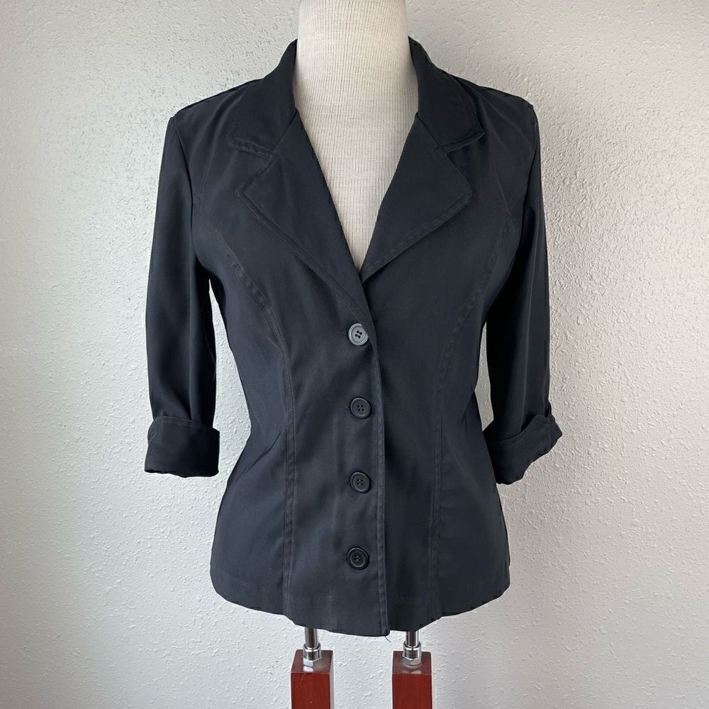 LaBelle Black Button Down Jacket Top Size 3 EUC